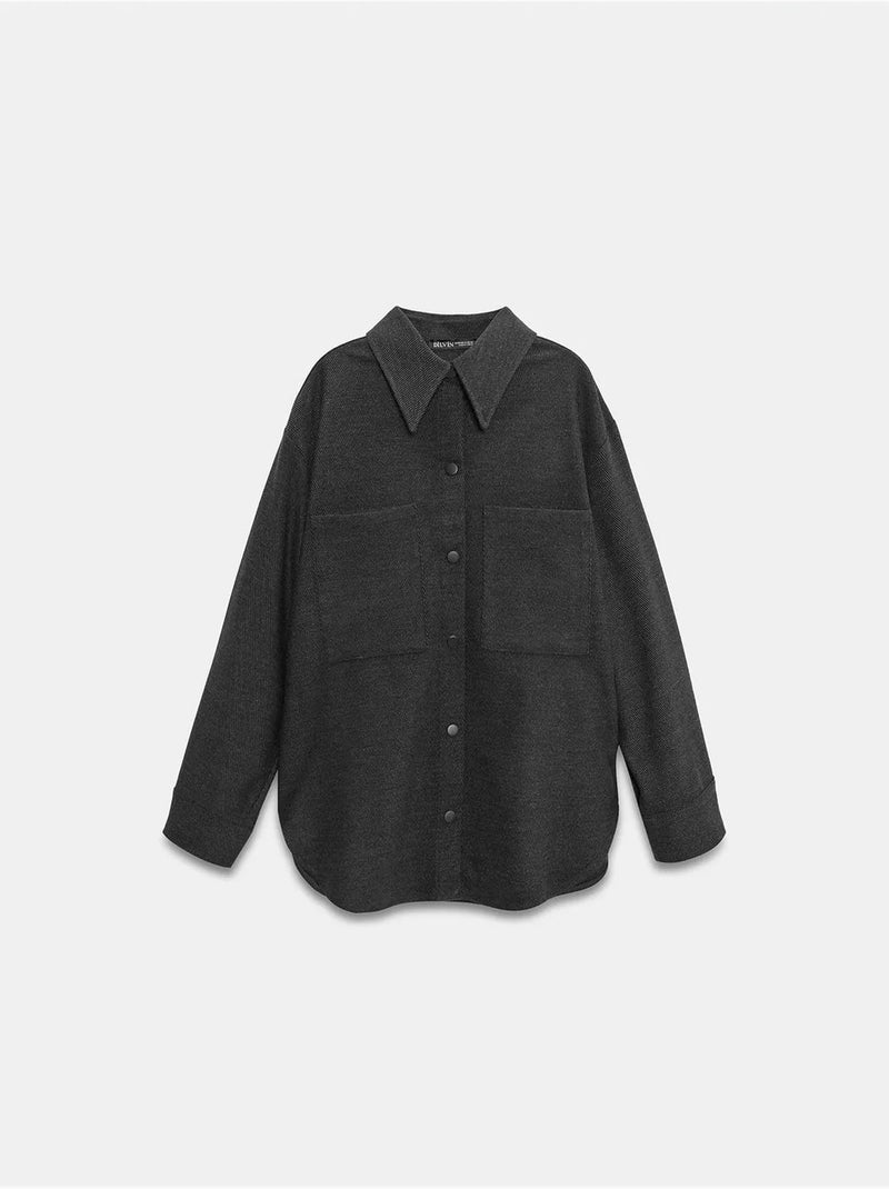Oversized gebreide overshirt met lange mouwen dilvin Zwart - Kiabi