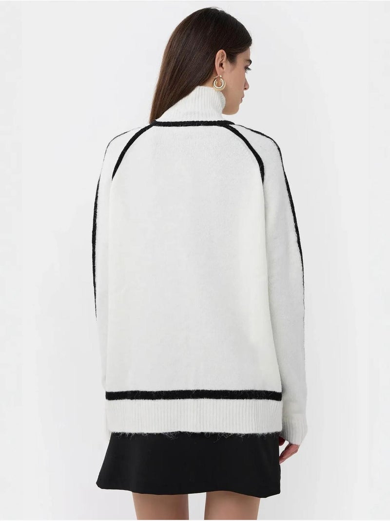 Oversized gebreide trui met contrastdetail hiccup Wit - Kiabi