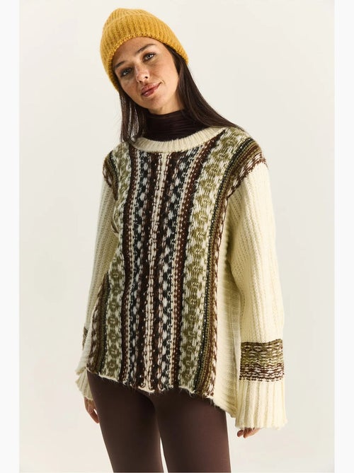 Oversized gebreide trui met etnische print lucci - Kiabi