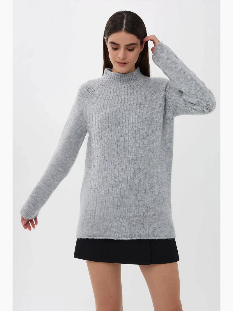 Oversized gebreide trui met hoge hals hiccup Grijs - Kiabi