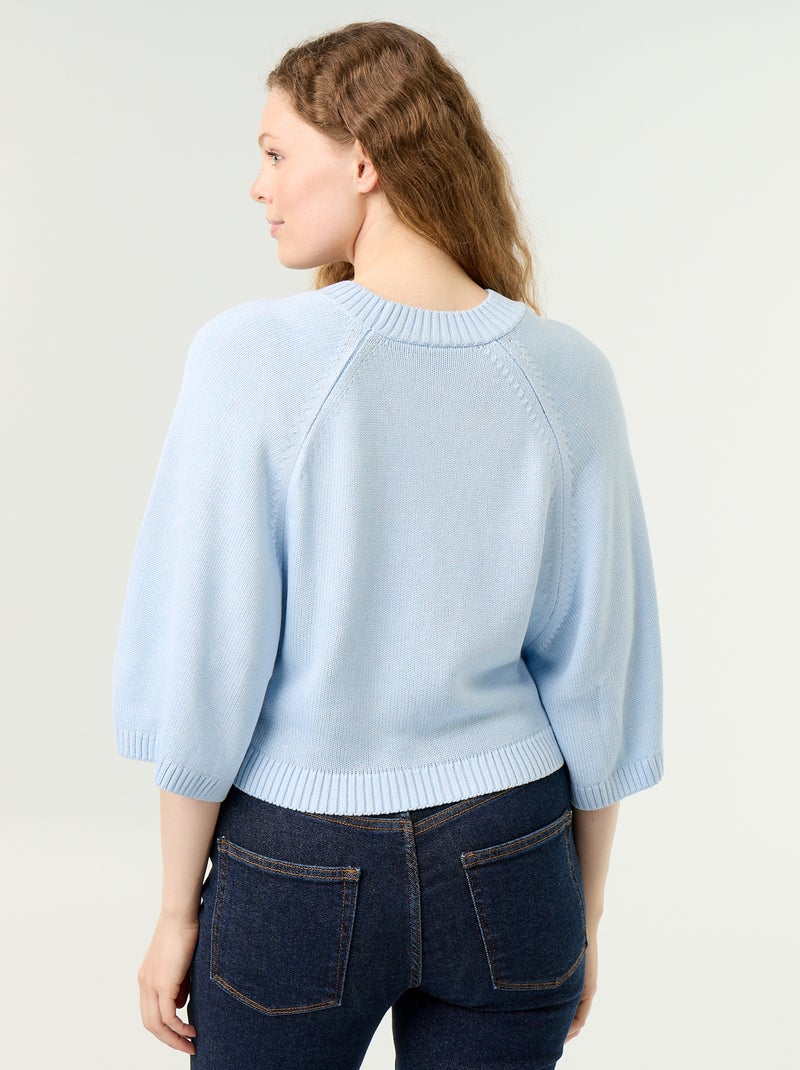 Oversized gebreide trui met lage mouwinzetten Blauw - Kiabi