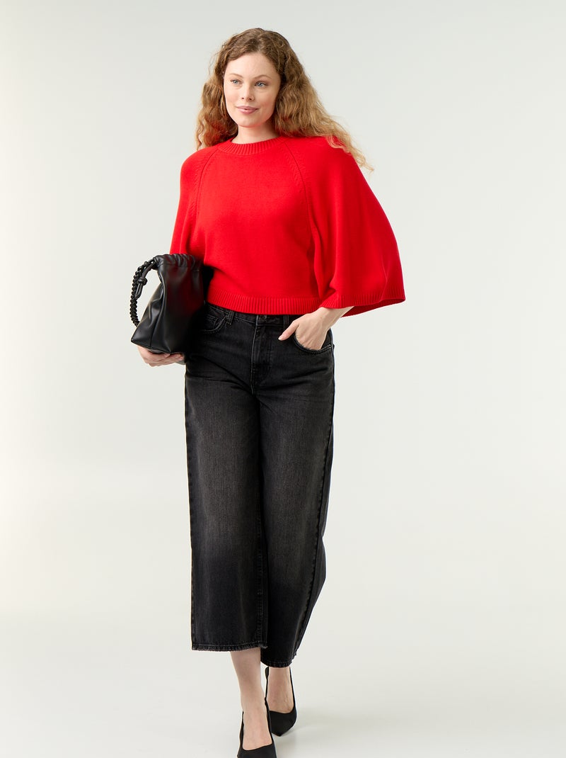 Oversized gebreide trui met lage mouwinzetten Rood - Kiabi