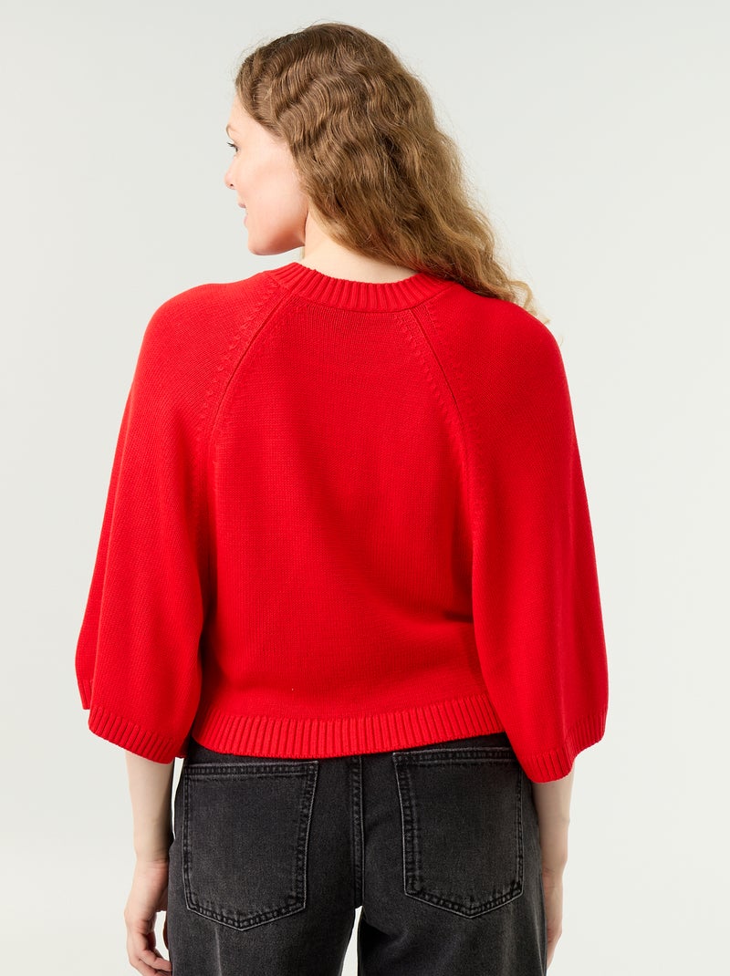 Oversized gebreide trui met lage mouwinzetten Rood - Kiabi