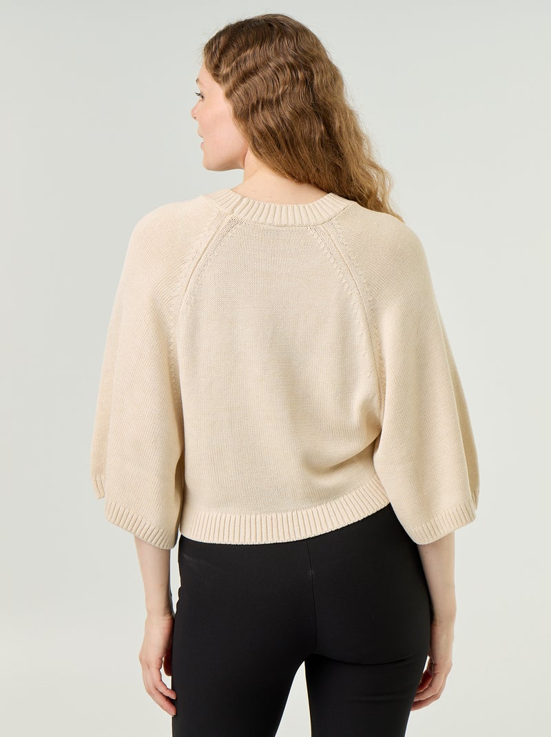Oversized gebreide trui met lage mouwinzetten Wit - Kiabi
