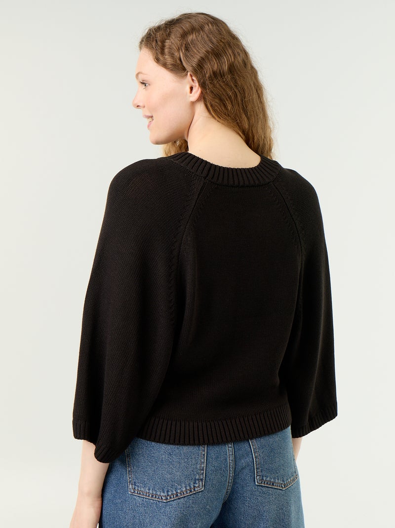 Oversized gebreide trui met lage mouwinzetten Zwart - Kiabi