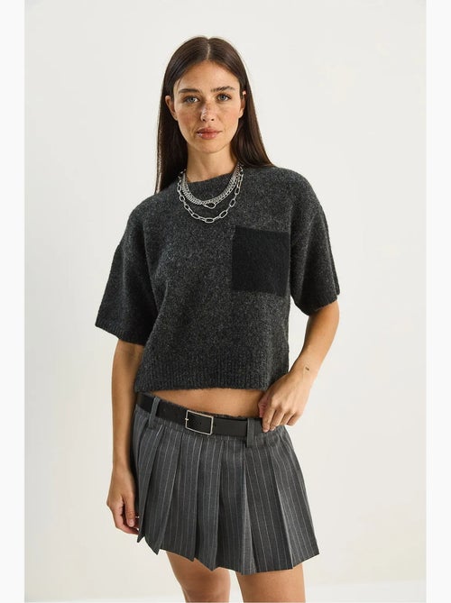 Oversized gebreide trui met ronde hals en zak lucci - Kiabi