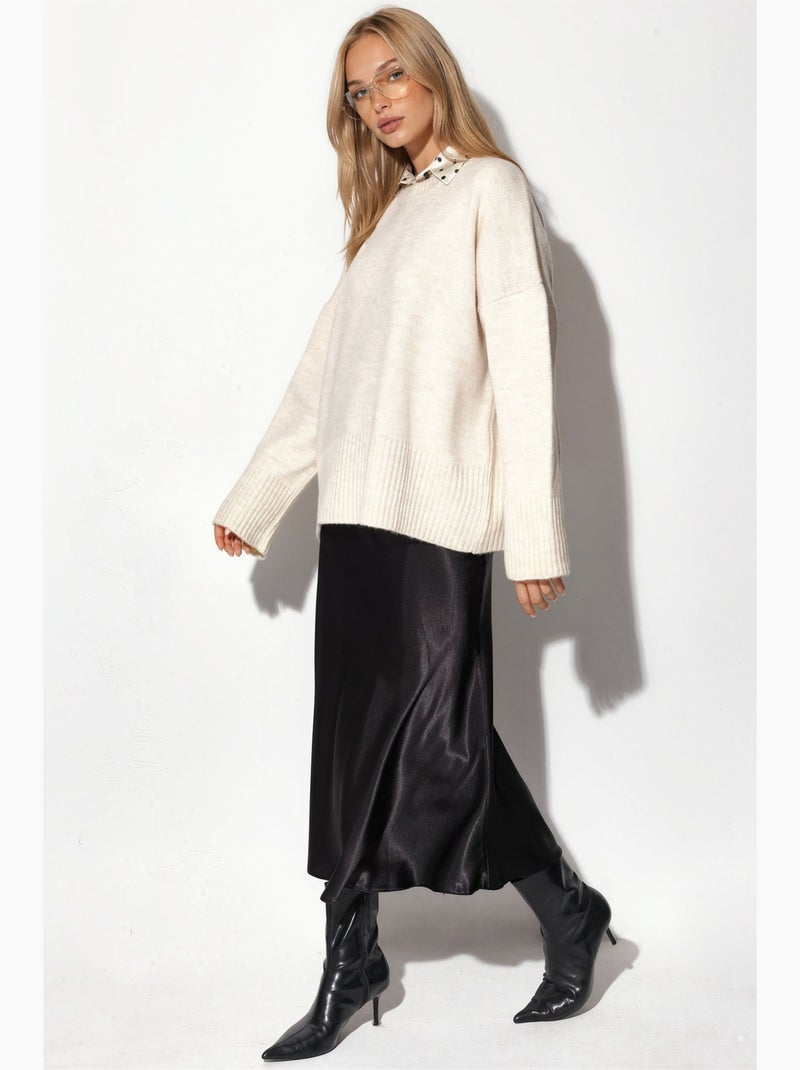 Oversized gebreide trui met ronde hals hiccup Crème - Kiabi