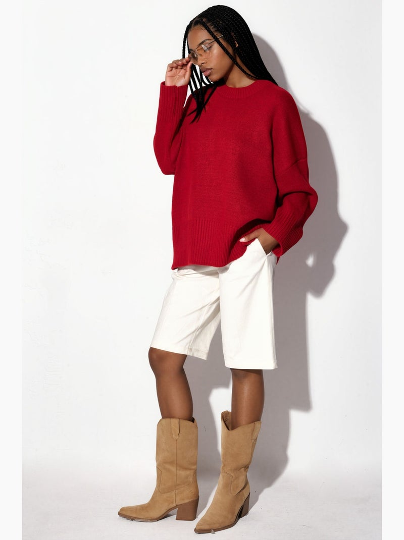 Oversized gebreide trui met ronde hals hiccup Rood - Kiabi