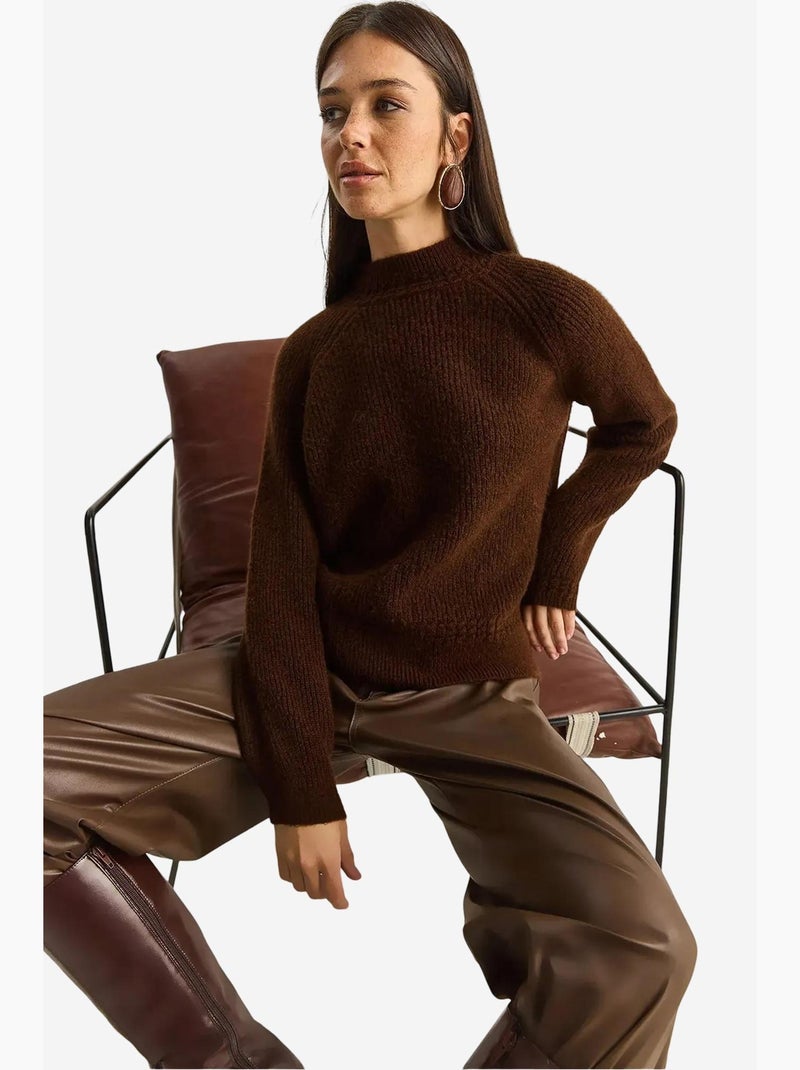 Oversized gebreide trui met ronde hals lucci Donkerbruin - Kiabi