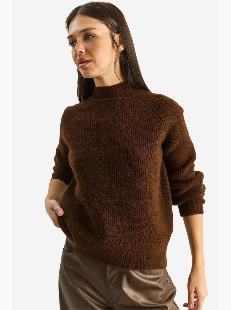 Oversized gebreide trui met ronde hals lucci Donkerbruin - Kiabi