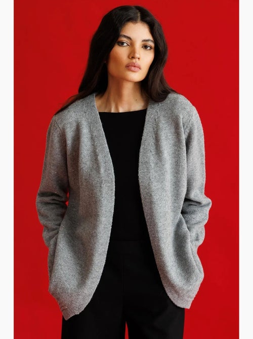 Oversized geribd gebreid vest mixray - Kiabi