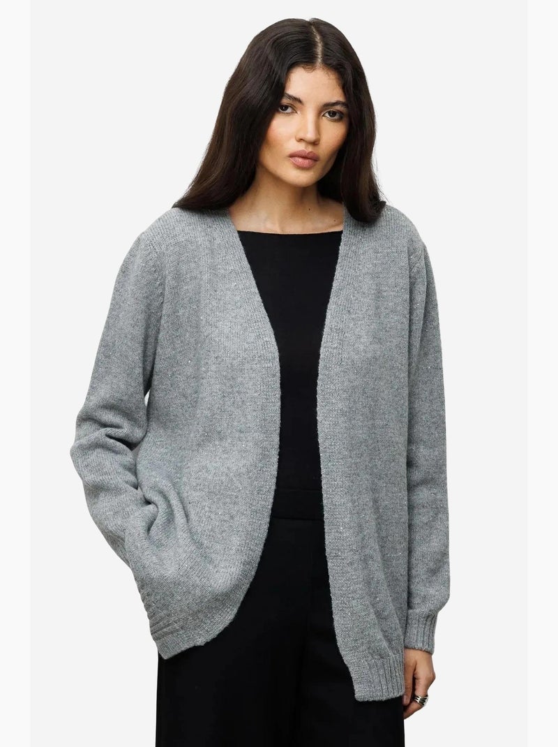 Oversized geribd gebreid vest mixray Grijs - Kiabi