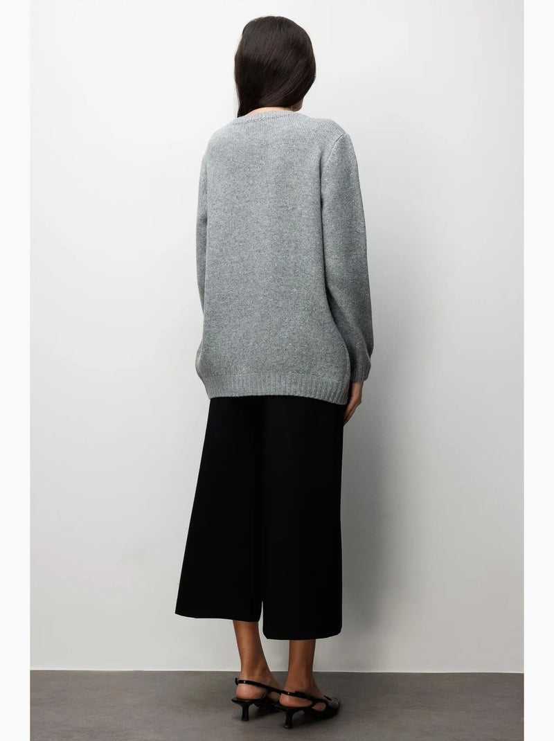 Oversized geribd gebreid vest mixray Grijs - Kiabi