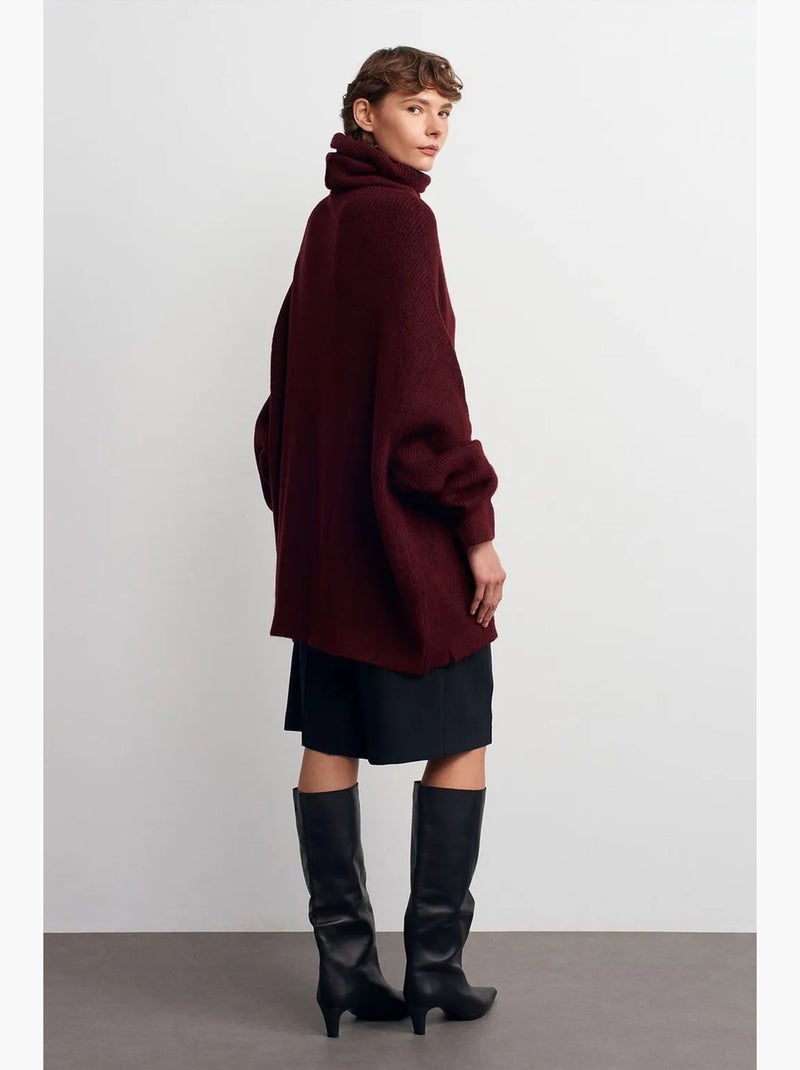 Oversized geribde coltrui dilvin Bordeauxrood - Kiabi