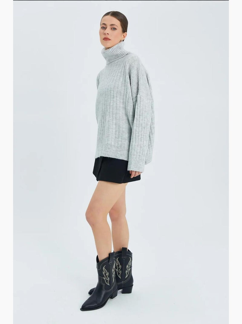 Oversized geribde coltrui mixray Grijs - Kiabi