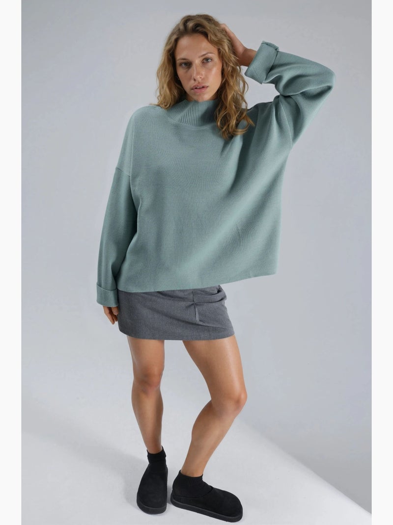 Oversized geribde coltrui my fashion Pastelgroen - Kiabi