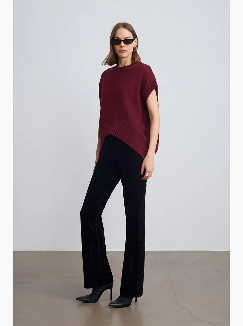 Oversized geribde gebreide pullunder dilvin Bordeauxrood - Kiabi