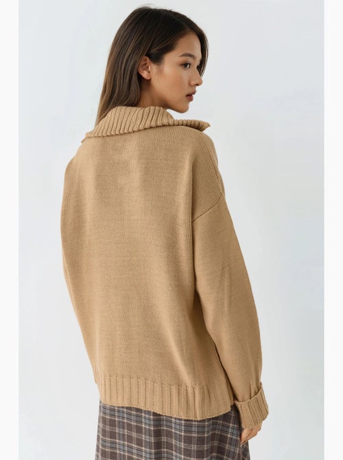 Oversized geribde gebreide trui met ritskraag my fashion - Kiabi