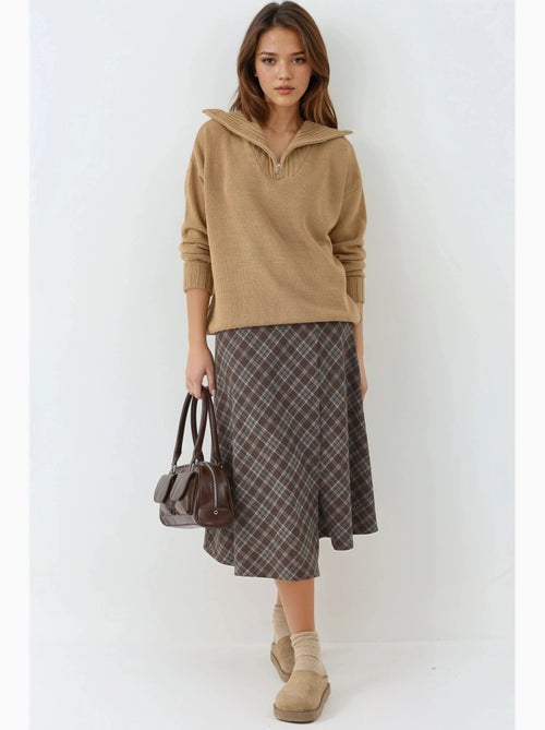 Oversized geribde gebreide trui met ritskraag my fashion - Kiabi