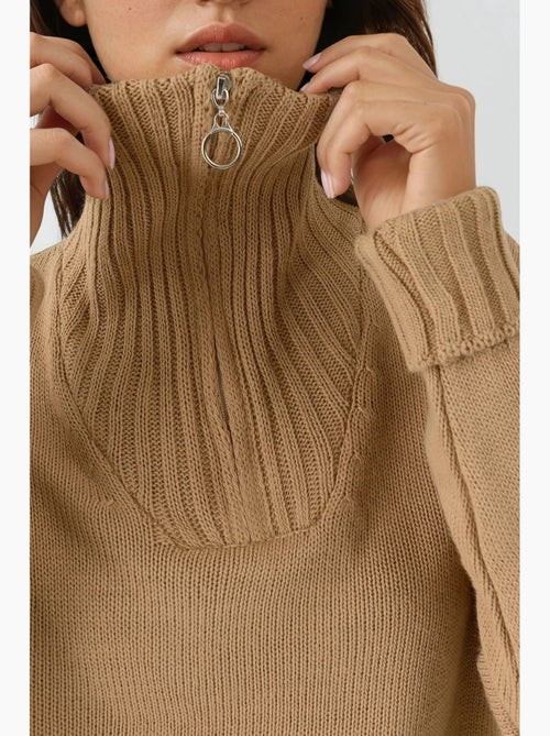 Oversized geribde gebreide trui met ritskraag my fashion - Kiabi