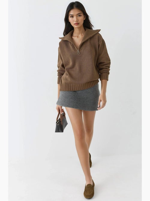 Oversized geribde gebreide trui met ritskraag my fashion - Kiabi Oversized geribde gebreide trui met ritskraag my fashion - Kiabi