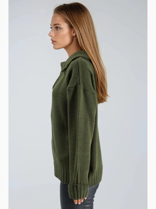 Oversized geribde gebreide trui met ritskraag my fashion - Kiabi Oversized geribde gebreide trui met ritskraag my fashion - Kiabi