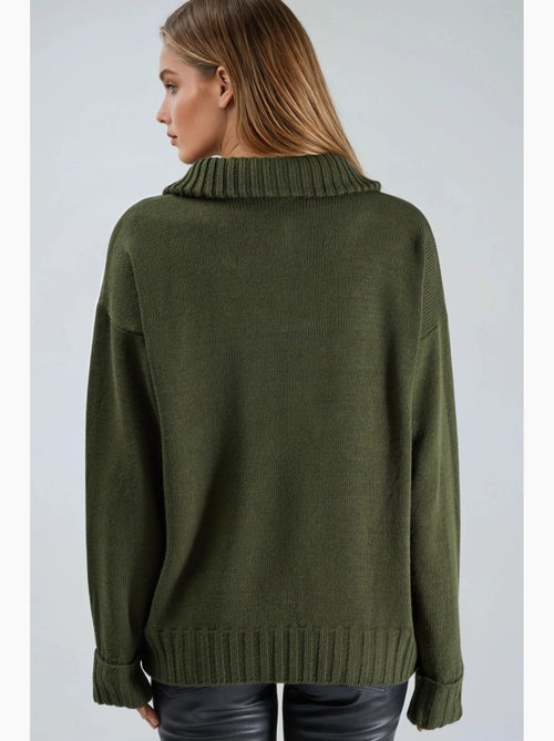 Oversized geribde gebreide trui met ritskraag my fashion - Kiabi Oversized geribde gebreide trui met ritskraag my fashion - Kiabi
