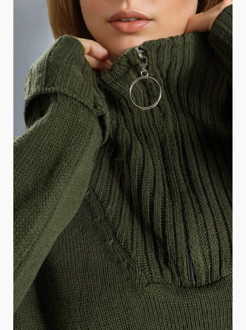 Oversized geribde gebreide trui met ritskraag my fashion - Kiabi Oversized geribde gebreide trui met ritskraag my fashion - Kiabi