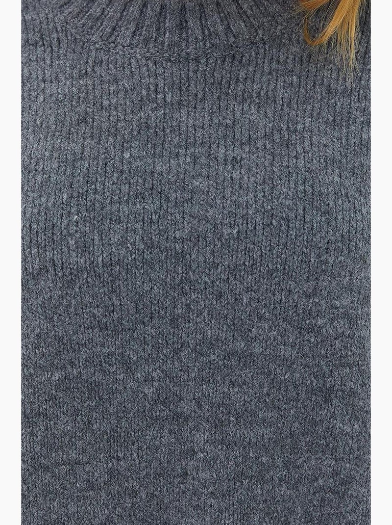 Oversized geribde gebreide trui met ronde hals mixray Donkergrijs - Kiabi