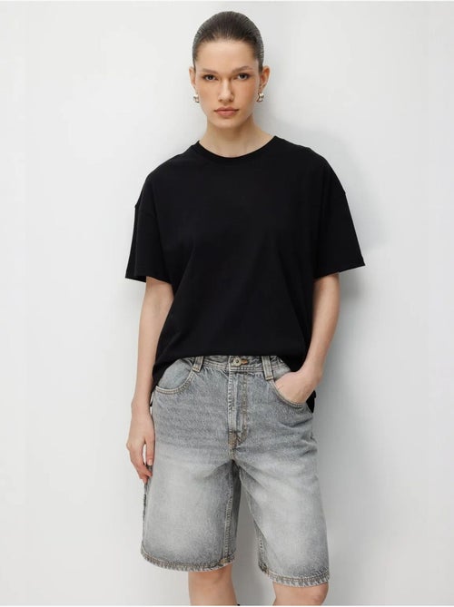 Oversized geribde t-shirtset met ronde hals (tweedelig) mixray - Kiabi