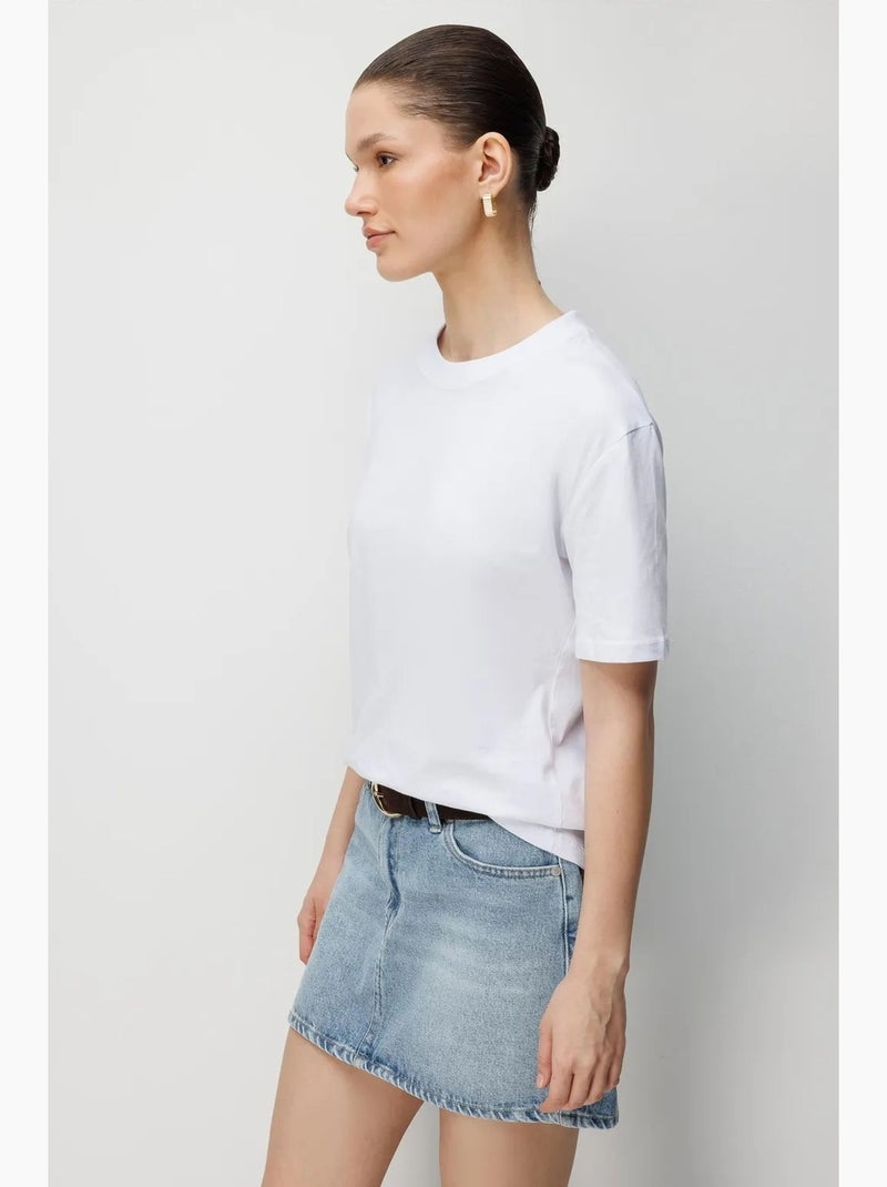 Oversized geribde t-shirtset met ronde hals (tweedelig) mixray Wit - Kiabi