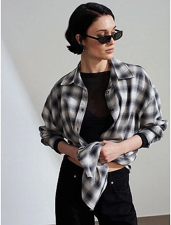 Oversized geruite blouse met lange mouwen dilvin