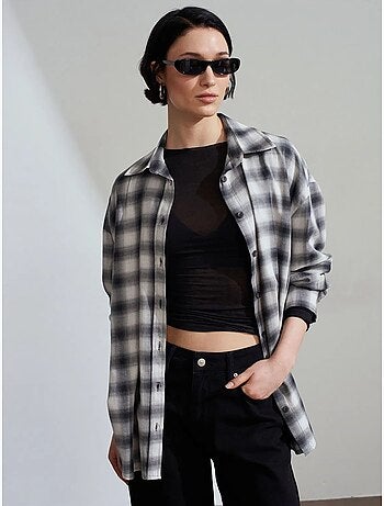 Oversized geruite blouse met lange mouwen dilvin