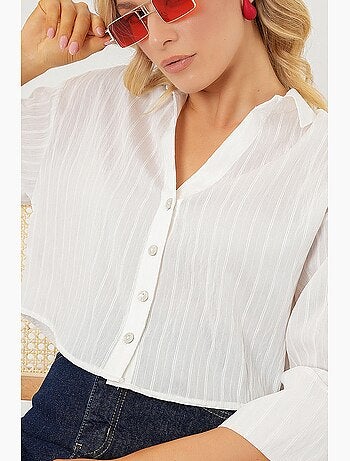 Oversized gestreept cropped overhemd met knoopsluiting bdart
