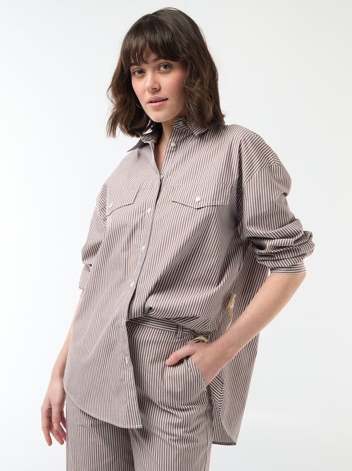 Oversized gestreept popline overhemd - Kiabi