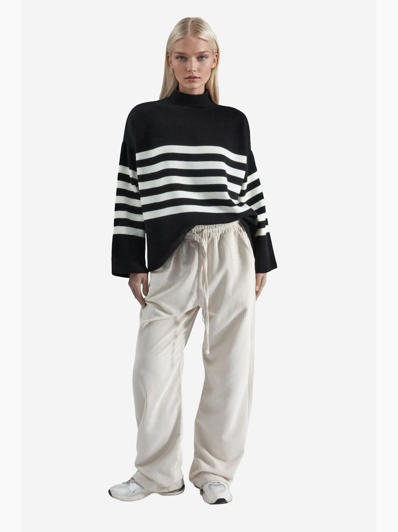 Oversized gestreepte coltrui my fashion Zwart - Kiabi