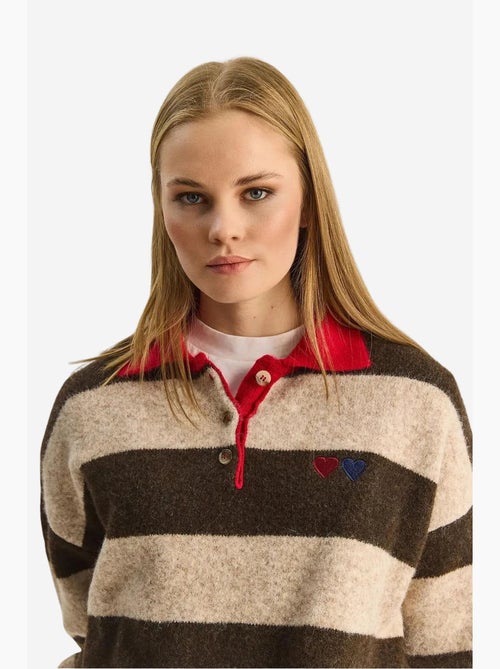 Oversized gestreepte trui met polokraag en borduursel lucci - Kiabi Oversized gestreepte trui met polokraag en borduursel lucci - Kiabi