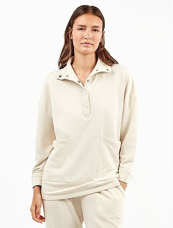Oversized gevoerde sweatshirt halsknopen