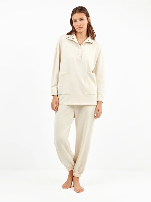 Oversized gevoerde sweatshirt halsknopen - Kiabi