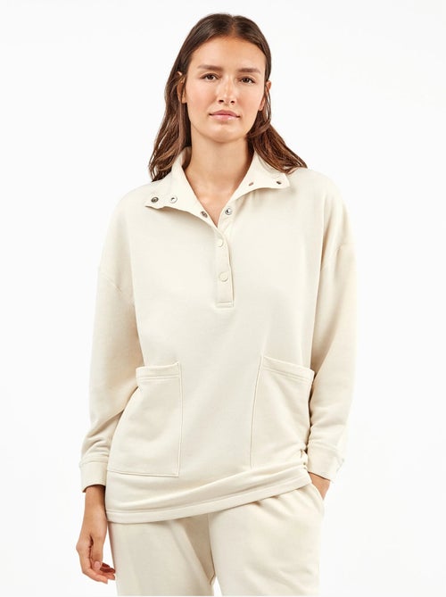 Oversized gevoerde sweatshirt halsknopen - Kiabi