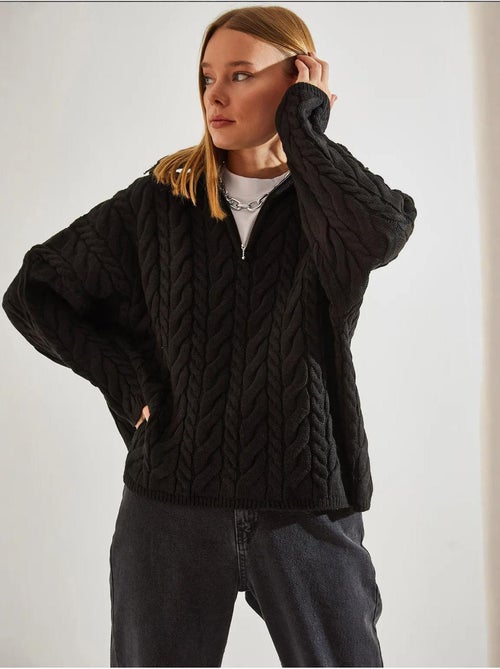 Oversized haar- en baardtrui met ritskraag lucci - Kiabi