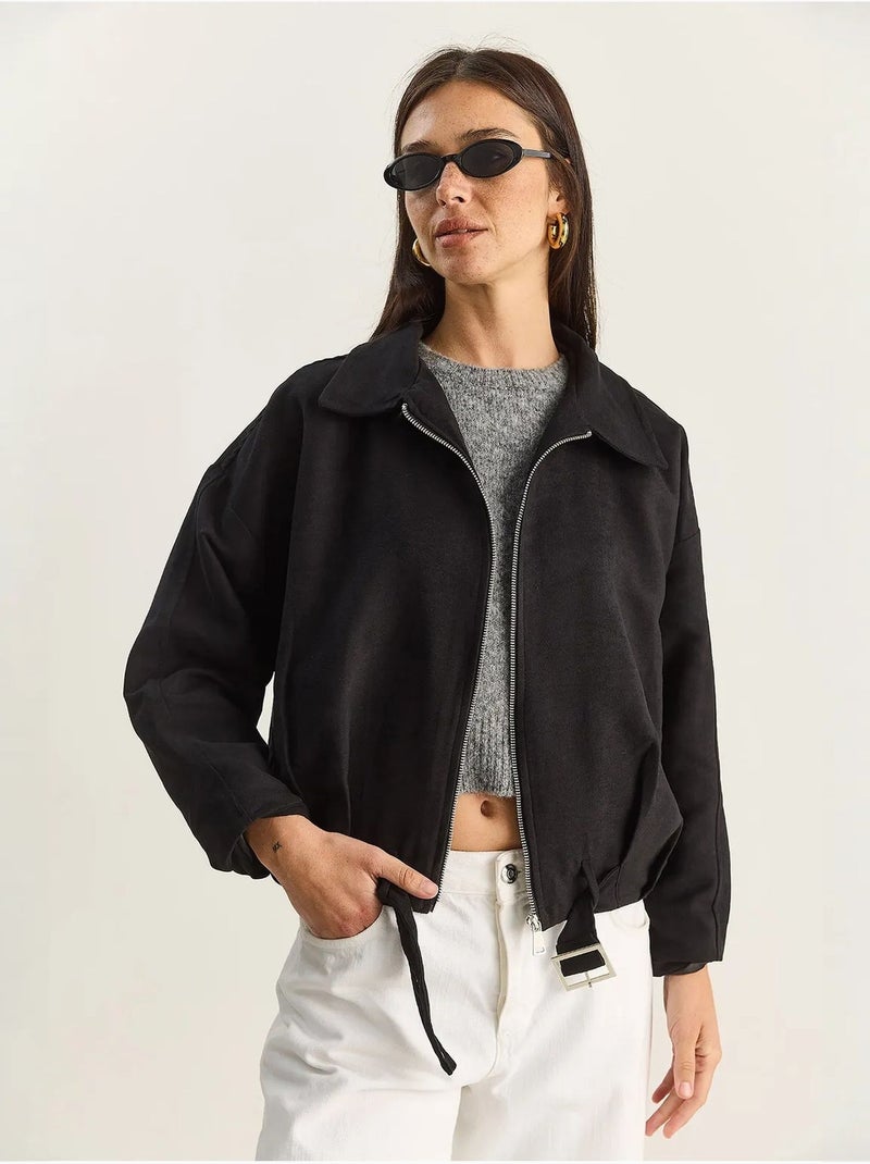 Oversized harringtonjack van kunstleer lucci Zwart - Kiabi