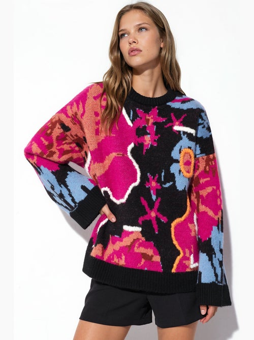 Oversized jacquard gebreide trui hiccup - Kiabi