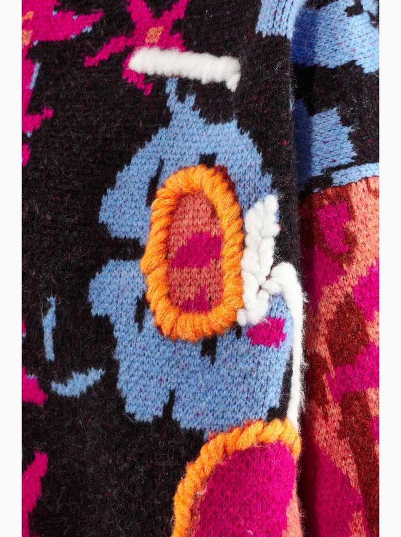 Oversized jacquard gebreide trui hiccup Zwart Roze - Kiabi