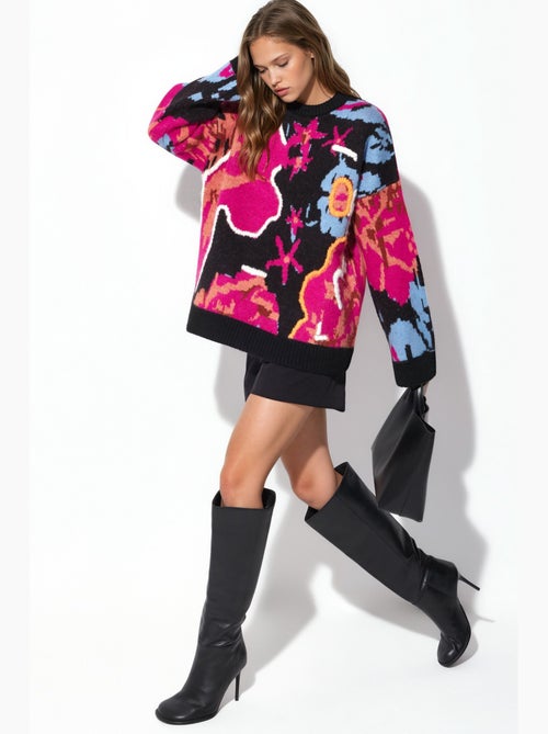 Oversized jacquard gebreide trui hiccup - Kiabi