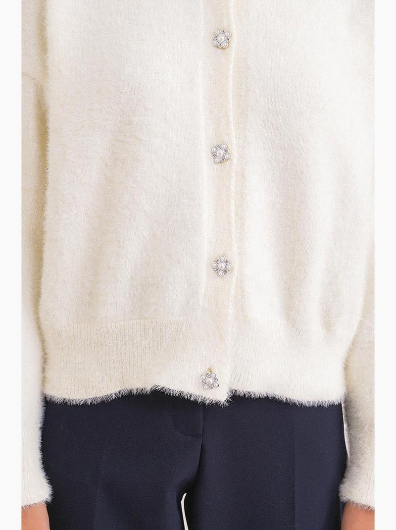Oversized jacquard vest met knopen mixray Ivoor - Kiabi