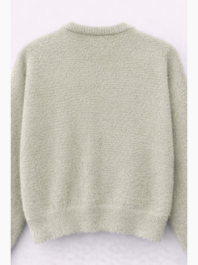Oversized jacquard vest met knopen mixray Pastelgroen - Kiabi