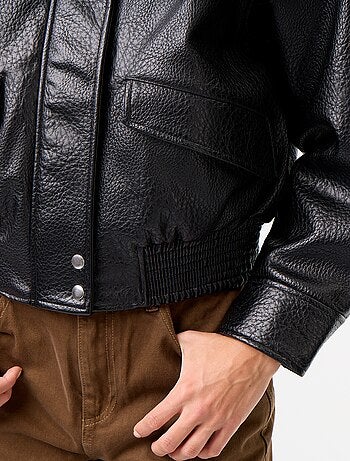 Oversized jas van imitatieleer met opstaande kraag