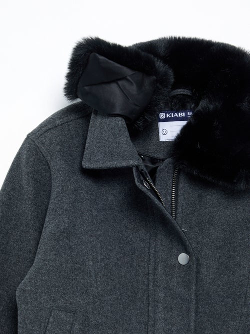 Oversized jas van imitatiewol met afneembare bontkraag - Kiabi