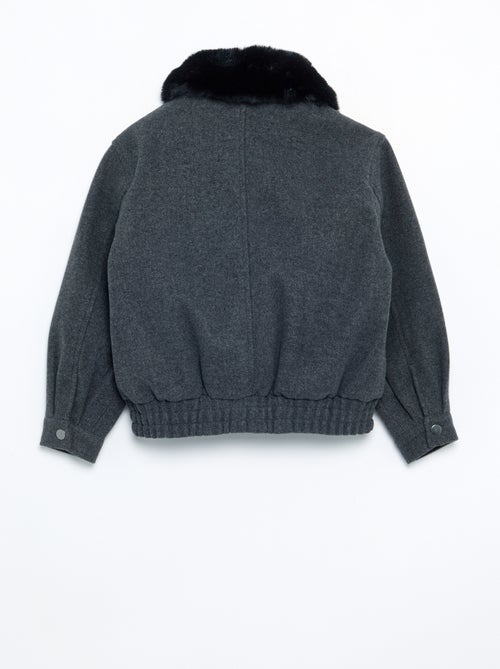 Oversized jas van imitatiewol met afneembare bontkraag - Kiabi